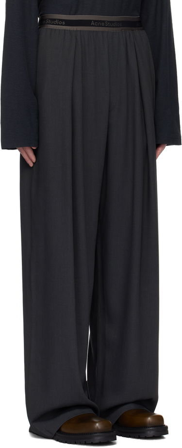 Nohavice Acne Studios Acne Studios Logo Tape Wide-Leg Trousers Čierna | BK0668-, 1