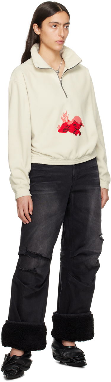 Mikina We11done Pony Fleece Half-Zip Sweatshirt Biela | WD-TS3-23-893-U-WH, 3