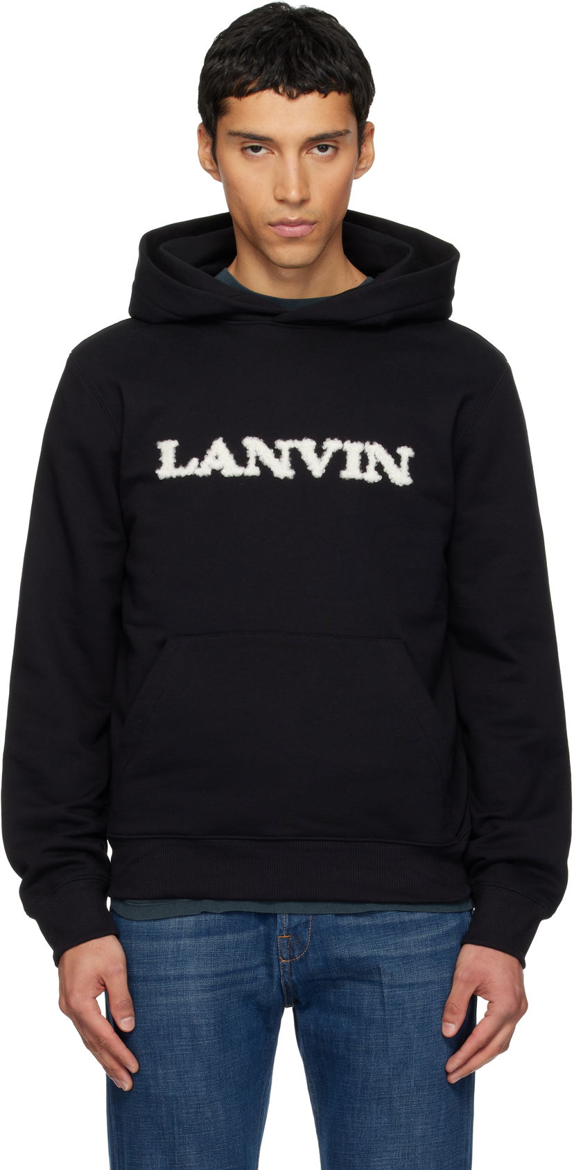 Mikina LANVIN 'Lanvin' Shearling Cotton Hoodie Čierna | RM-HO0055-F303-H25