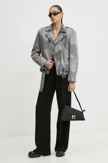Bunda Fiorucci Fiorucci Acid Wash Denim Moto Jacket Šedá | U01FMDJA177DN03DN07, 1