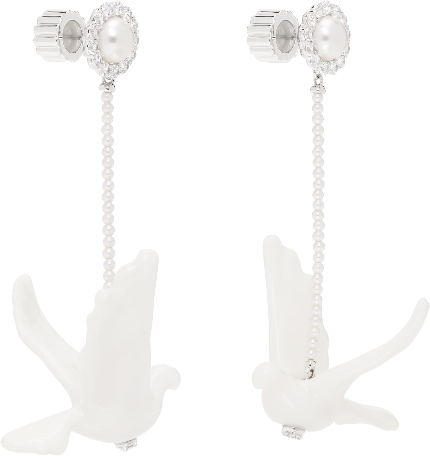 Náušnice SHUSHU/TONG SHUSHU/TONG YVMIN Edition Ceramic Pigeon Pearl Tassel Earrings Biela | 25627WHT00DLR, 1