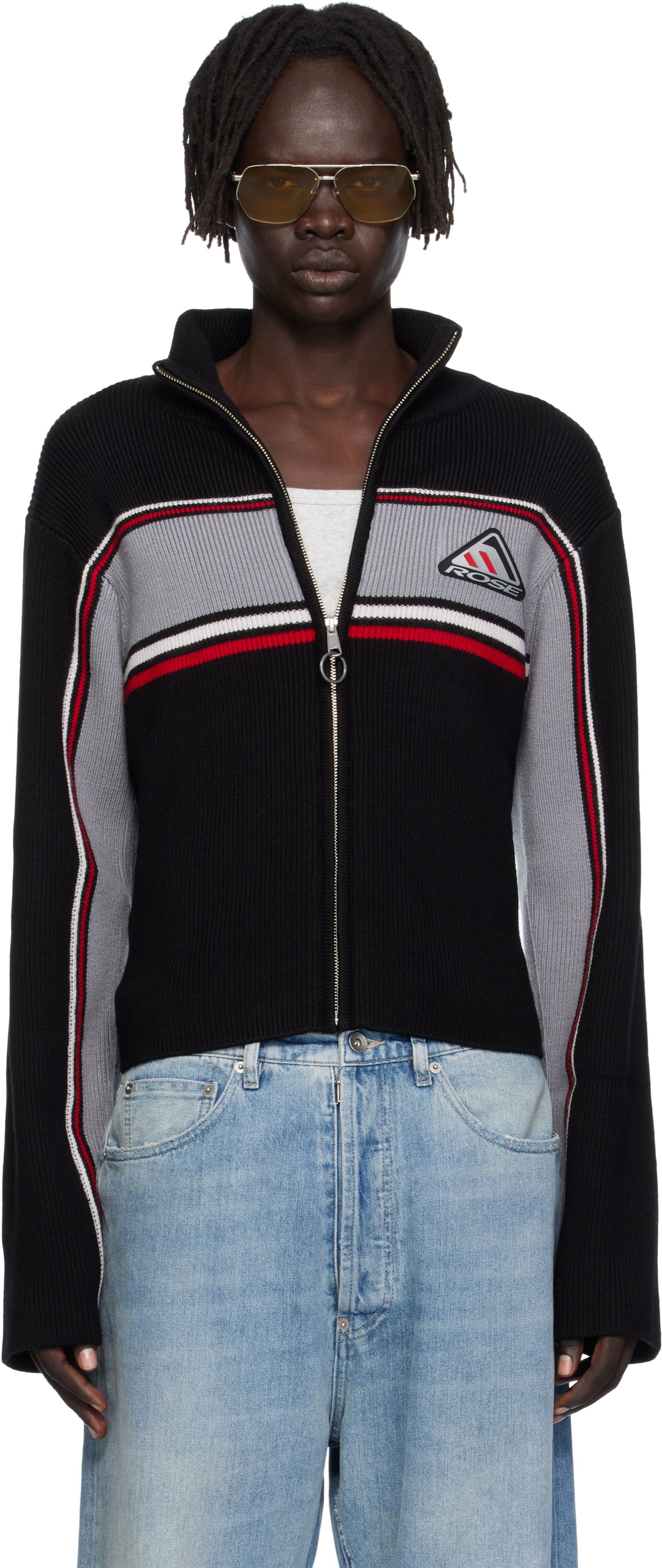 Mikina Martine Rose Martine Rose Cropped Cable Zip-Up Sweatshirt Čierna | 976YA09009, 0