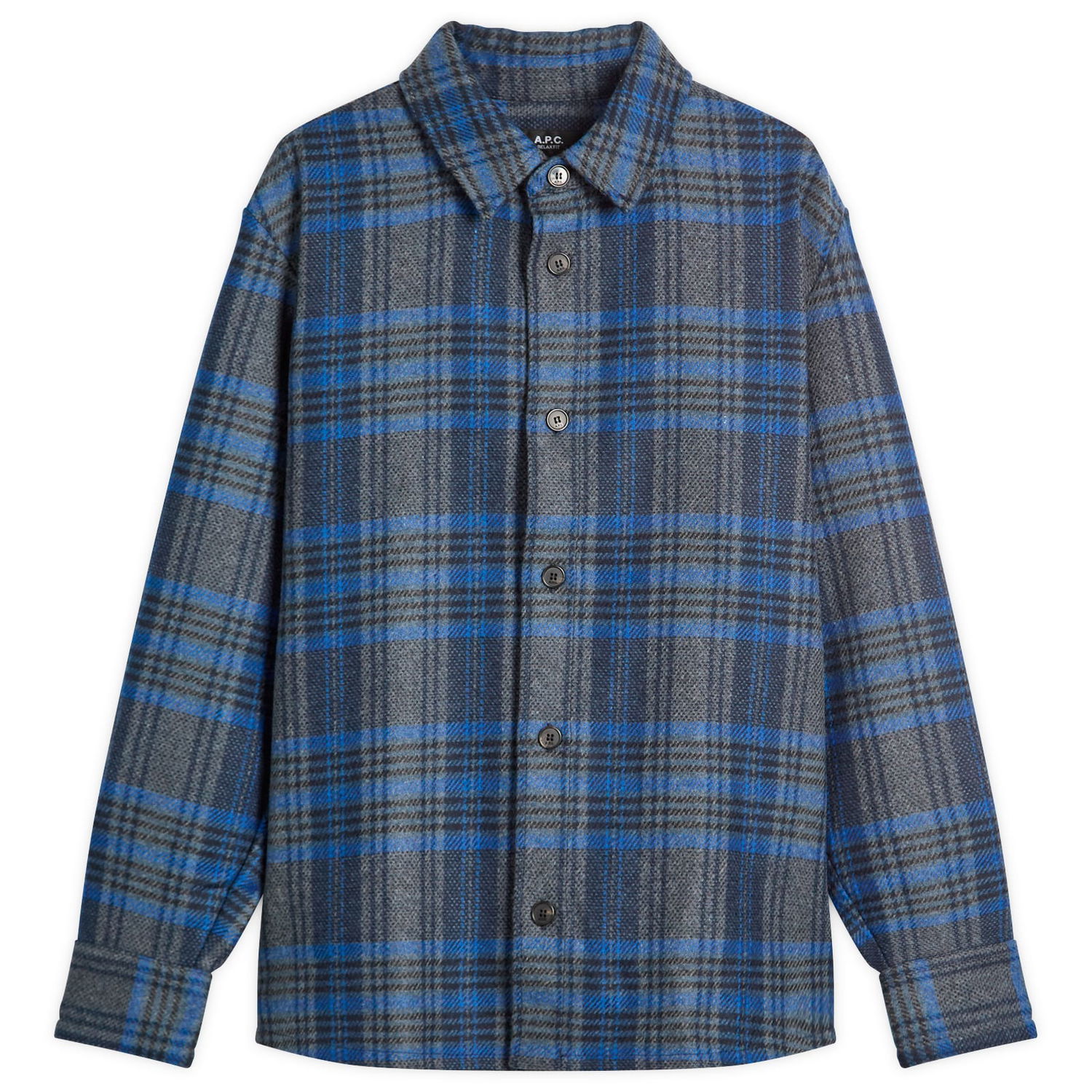 Košeľa A.P.C. Bobby Check Wool Overshirt Modrá | WOANY-H02884-PLA, 1