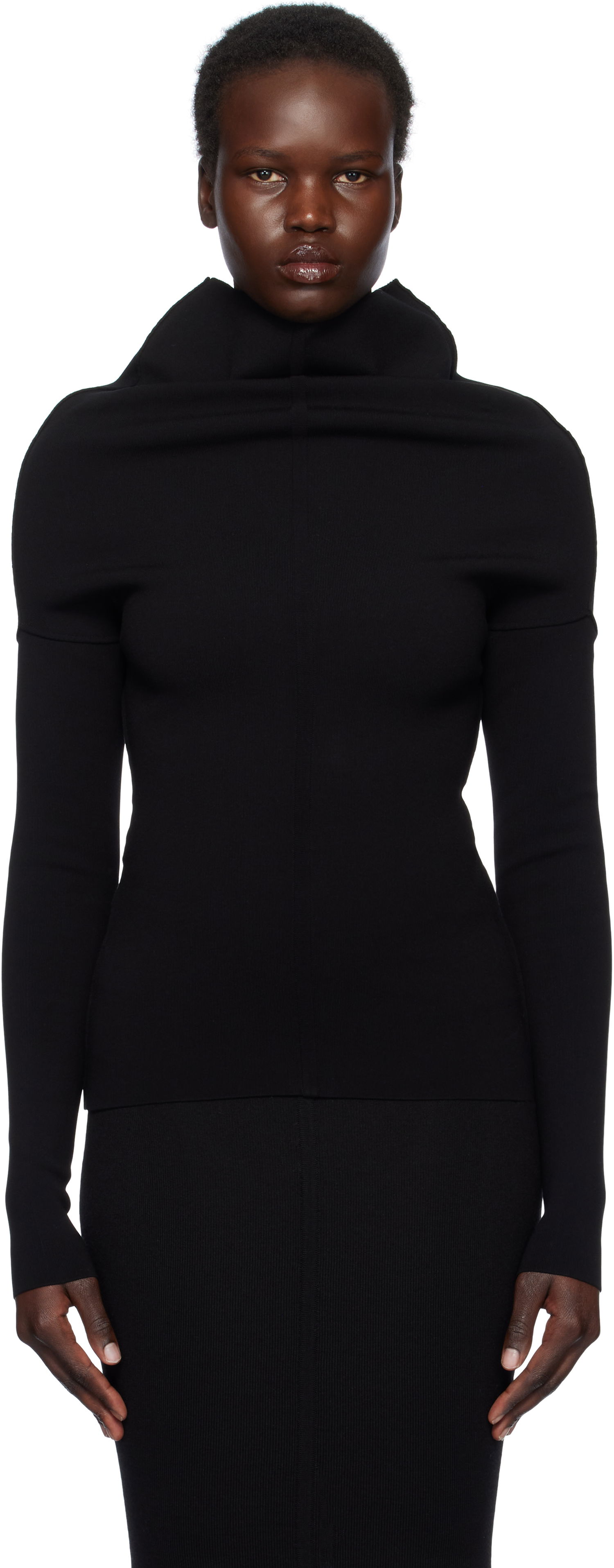 Sveter Rick Owens Rick Owens Hollywood Draped Long Sleeve Turtleneck Top Čierna | RP01E7690 KST, 0