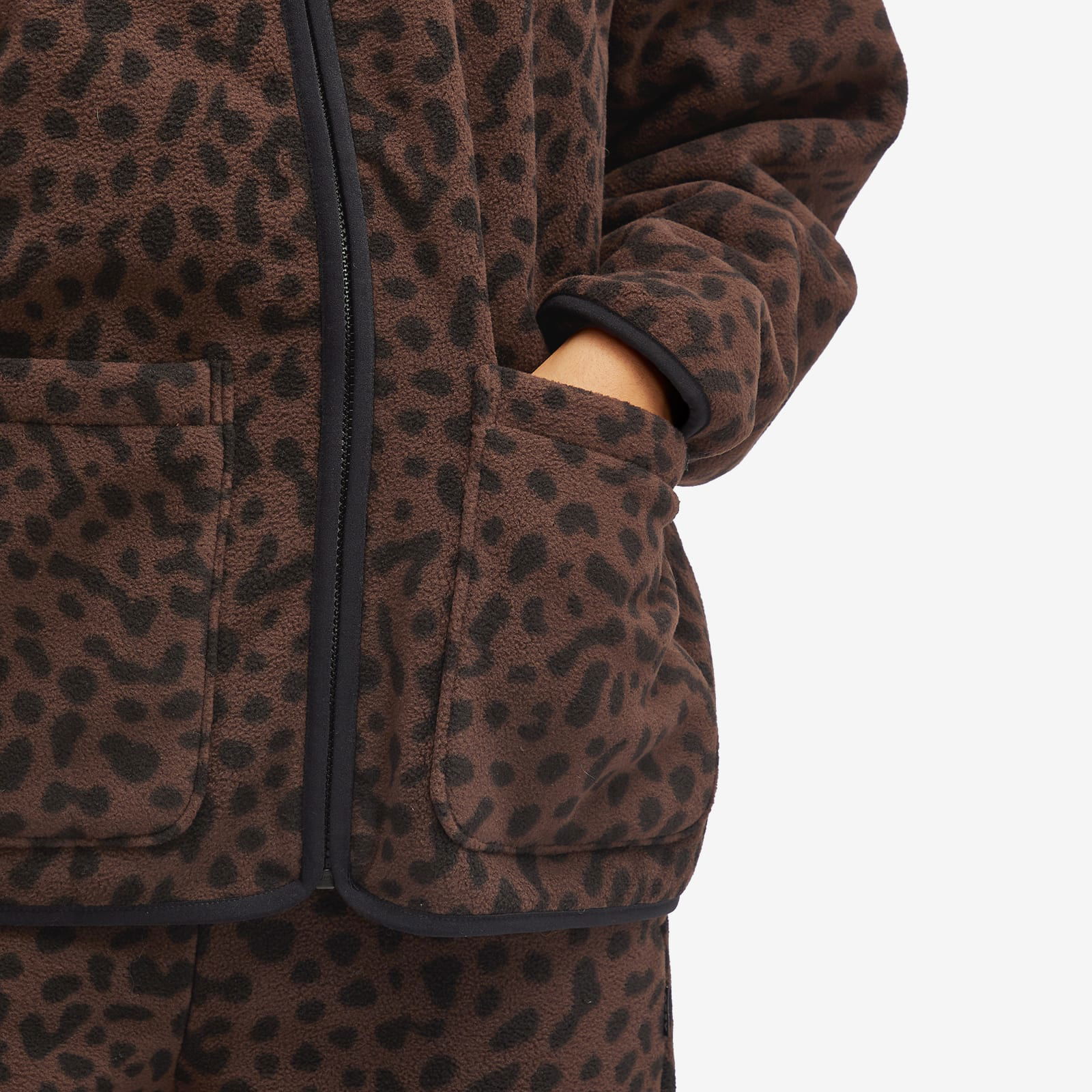 Brown Leopard Print Fleece Liner Jacket