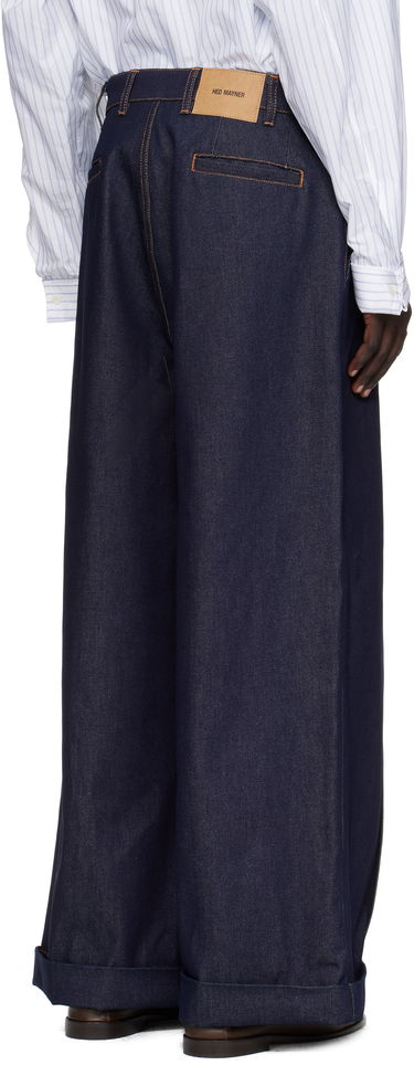 Džínsy HED MAYNER Hed Mayner Wide-Leg Cuffed Front Seam Jeans Navy | HMMB67035B-HB191, 2