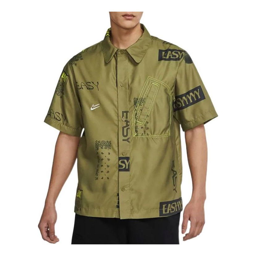 Košeľa Nike Nike Alphabet Pattern Short Sleeve Shirt Zelené | DO4024-378