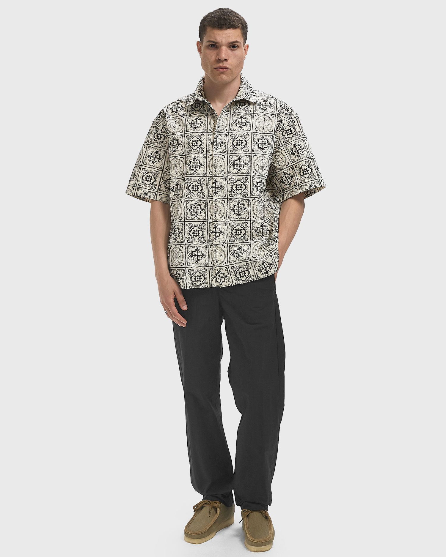 Košeľa Les Deux Larry AOE Tile Short Sleeve Shirt Béžová | 1000111-215, 1