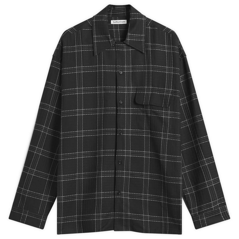 Košeľa YMC Wray Checked Shirt, Size X-Small Čierna | Q2ZAJ-01