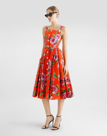 Šaty Dolce & Gabbana Dolce & Gabbana Rose Print Cotton Sundress Oranžová | F6ZT0THS5TIHO5JA, 1