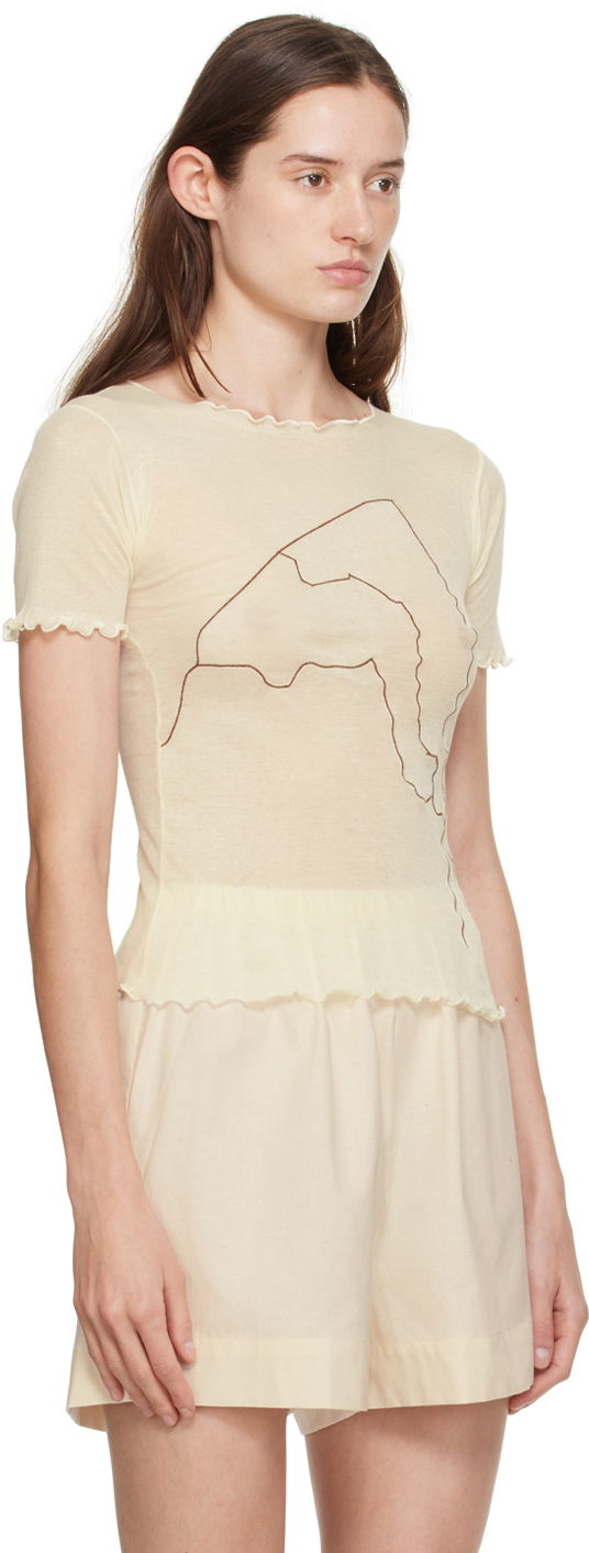 Tričko Baserange Baserange Aroostook Lettuce Edge T-Shirt Béžová | TOAR-CG-000, 1