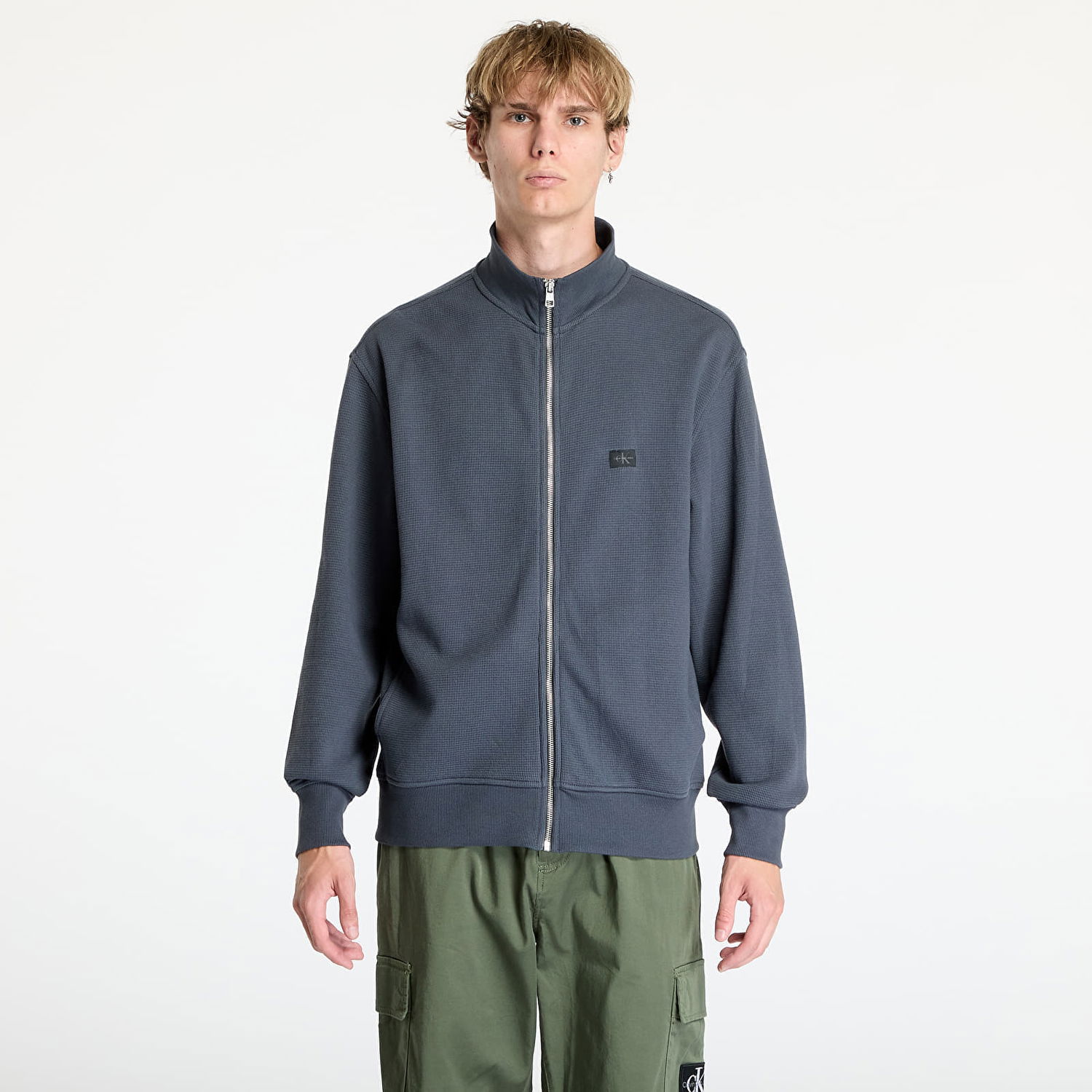 Bunda CALVIN KLEIN Woven Label Waffle Jacket Ebony Šedá | J30J326136 BAN, 0