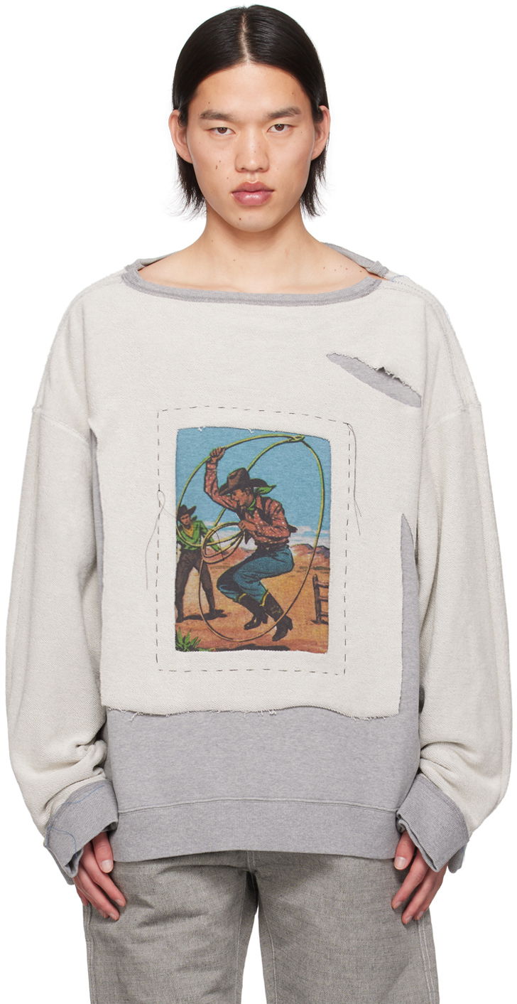 Mikina Maison Margiela Maison Margiela Layered Cowboy Print Sweatshirt Šedá | S50GU0213 S25614, 0
