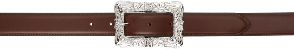 Opasok Needles Square Buckle Leather Belt Hnedá | OT031, 0