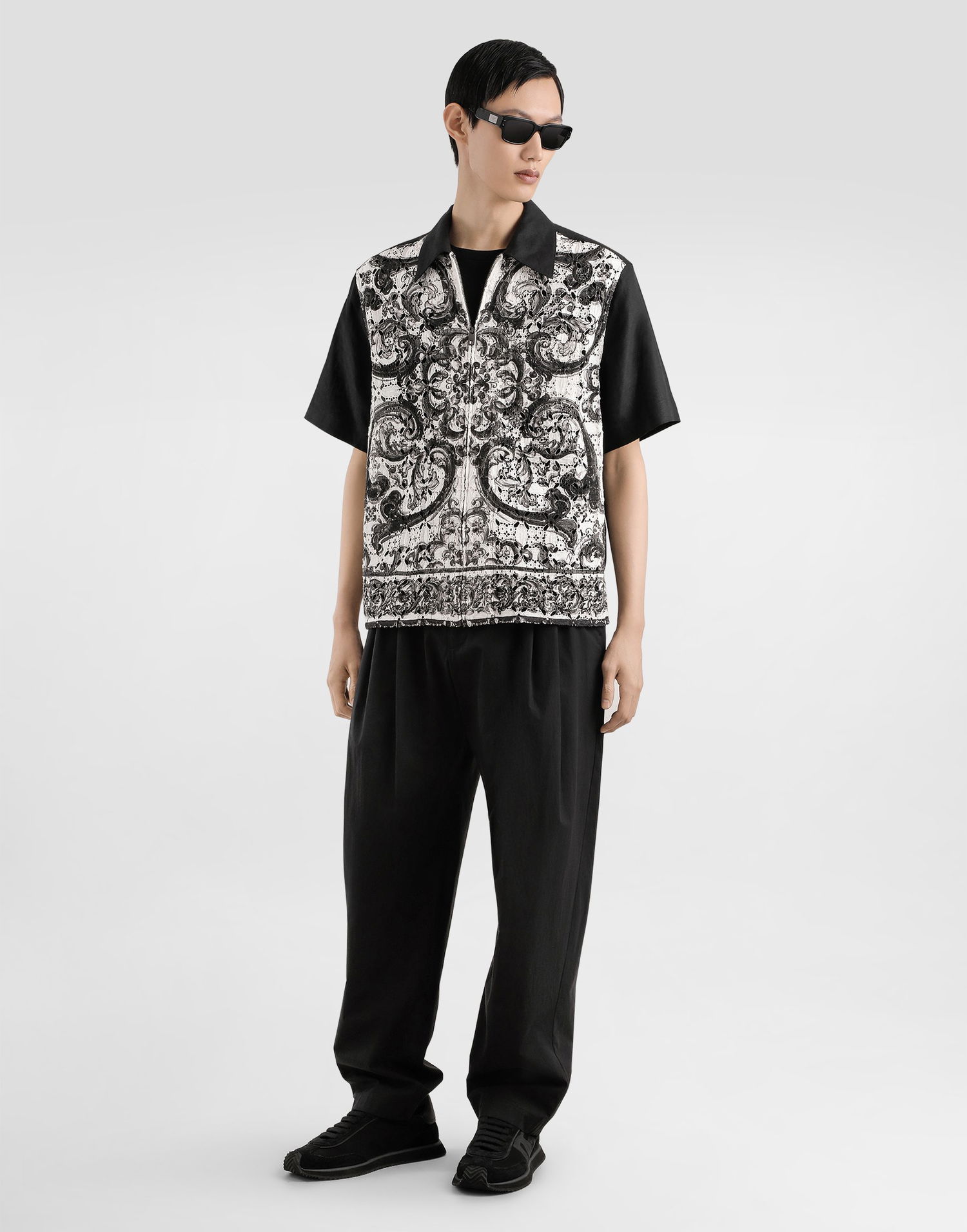 Košeľa Dolce & Gabbana Dolce & Gabbana Majolica Print Short Sleeve Shirt Čierna | G5NH6TFIM6LHX5DQ, 1
