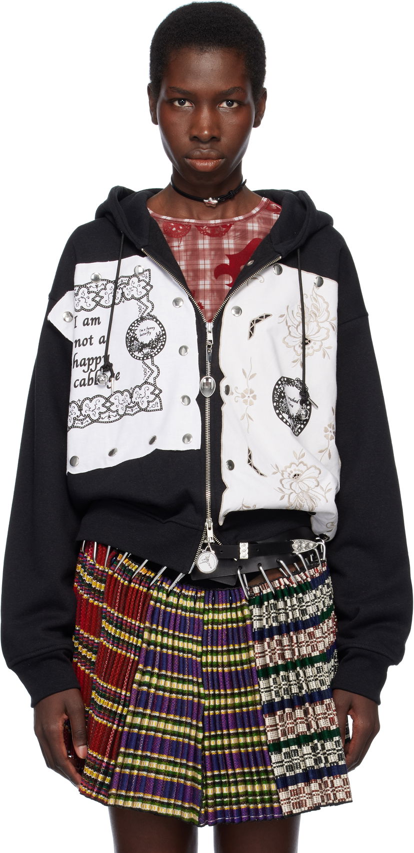 Mikina Chopova Lowena Chopova Lowena Emotional Napkin Panelled Zip-Up Hoodie Čierna | 5232
