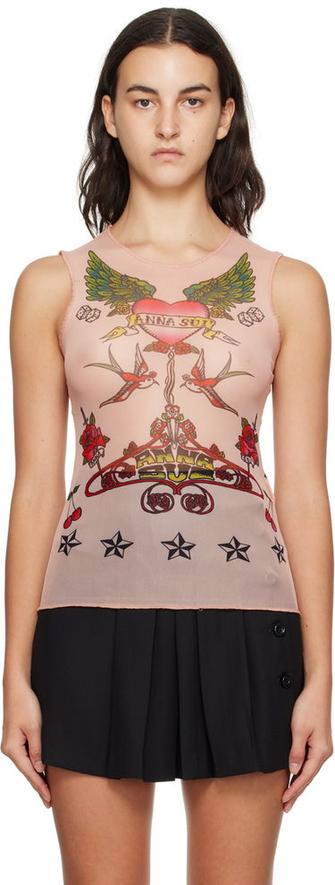 Tielko Anna Sui Anna Sui Tattoo Mesh Tank Top Ružová | 723020, 0