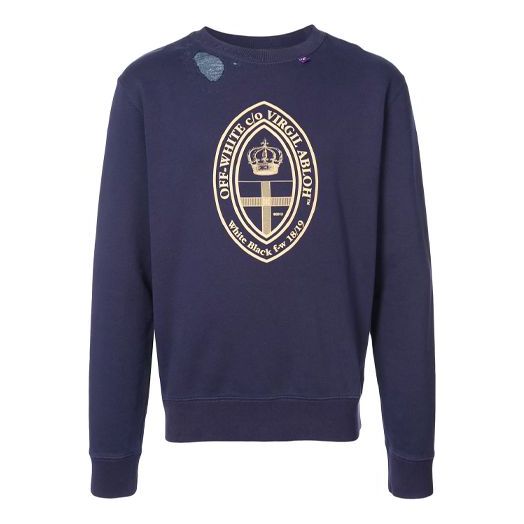 Mikina Off-White Printing Sweatshirt Modrá | OMBA025E181920083003