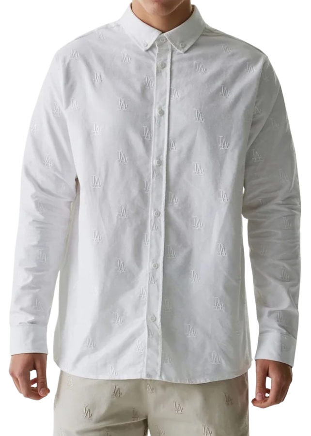 Košeľa New Era New Era MLB Los Angeles Dodgers Monogram Button-Down Shirt Biela | 60667824-60667824, 0
