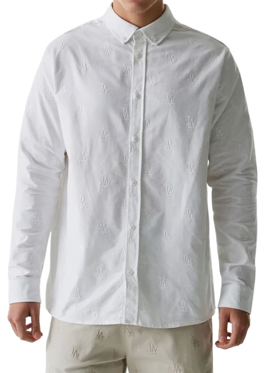 Košeľa New Era New Era MLB Los Angeles Dodgers Monogram Button-Down Shirt Biela | 60667824-60667824, 0