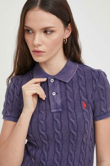 Polo tričko Polo by Ralph Lauren Cable Knit Polo Shirt Fialová | 211943010, 0