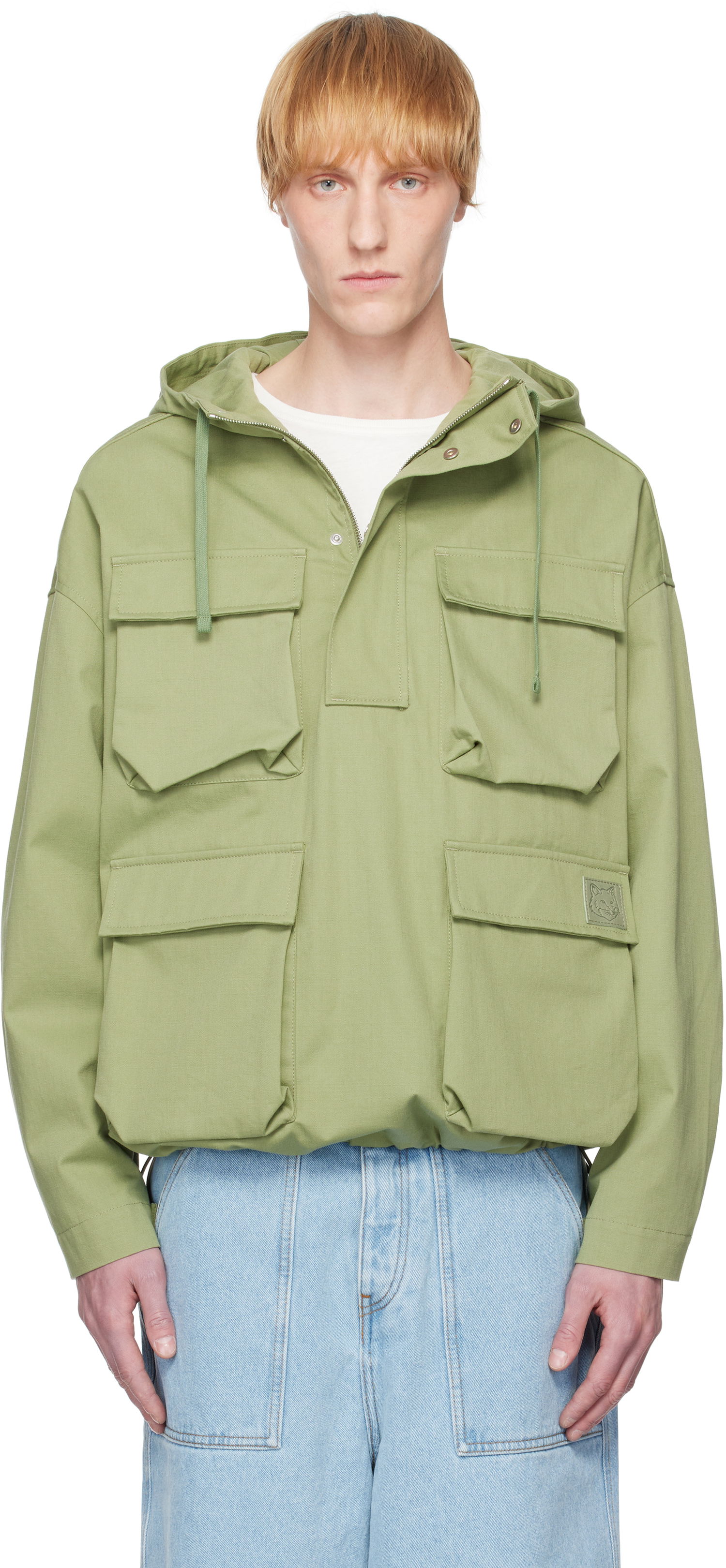 Parka MAISON KITSUNÉ Maison Kitsuné Hooded Popover Jacket Zelené | OM02112WW9026, 0