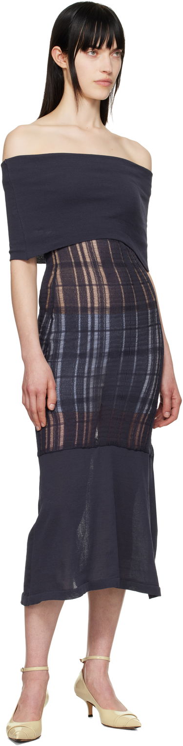 Šaty OUR LEGACY Our Legacy Off-The-Shoulder Maxi Dress Navy | W2253CWN, 3