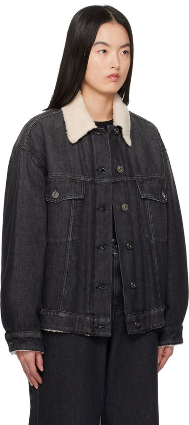 Bunda Max Mara Weekend Max Mara Libano Denim Jacket with Shearling Collar Čierna | 2515081051600, 1