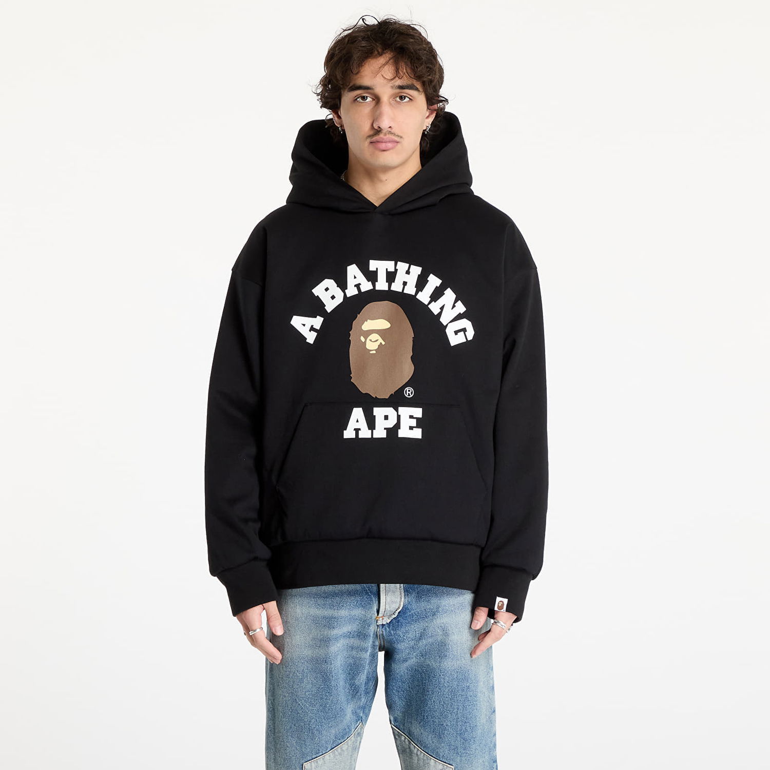 Mikina BAPE College Puffy Relaxed Fit Pullover Hoodie Čierna | 001PPK801012M BLK, 0
