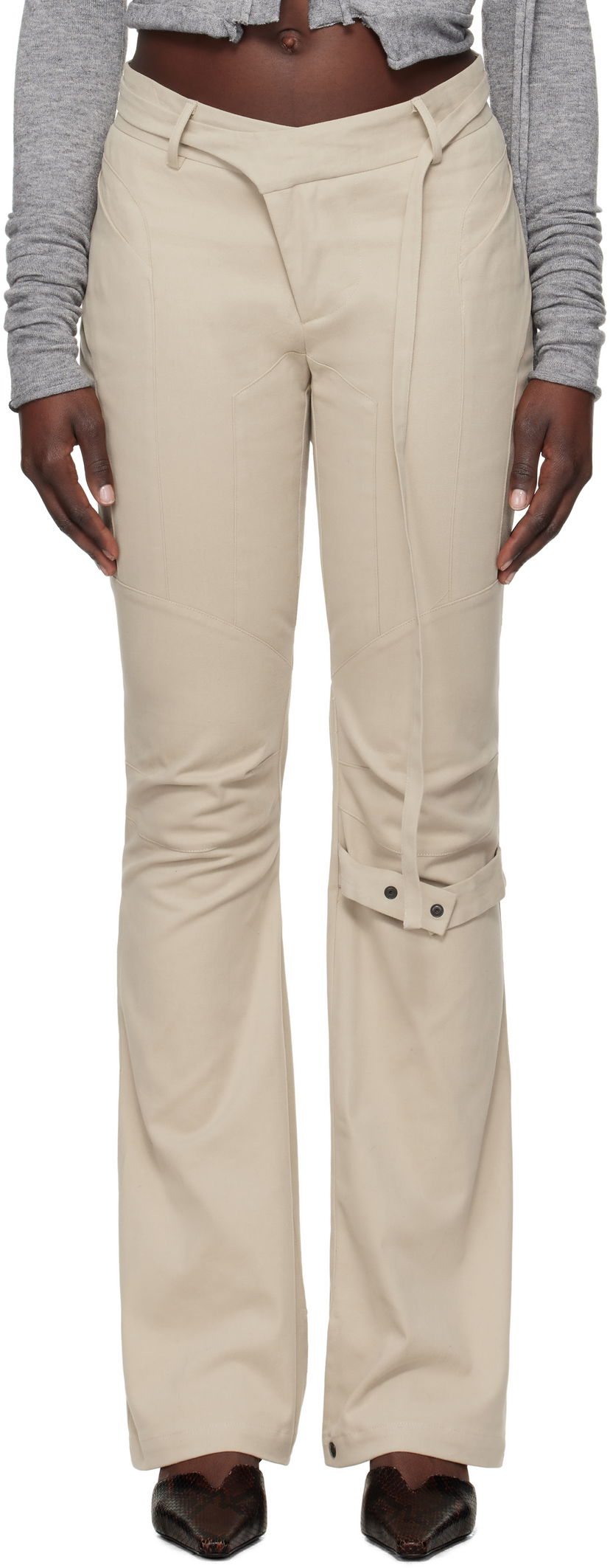 Nohavice Ottolinger Ottolinger Deconstructed Flared Chino Trousers Béžová | 2209080101