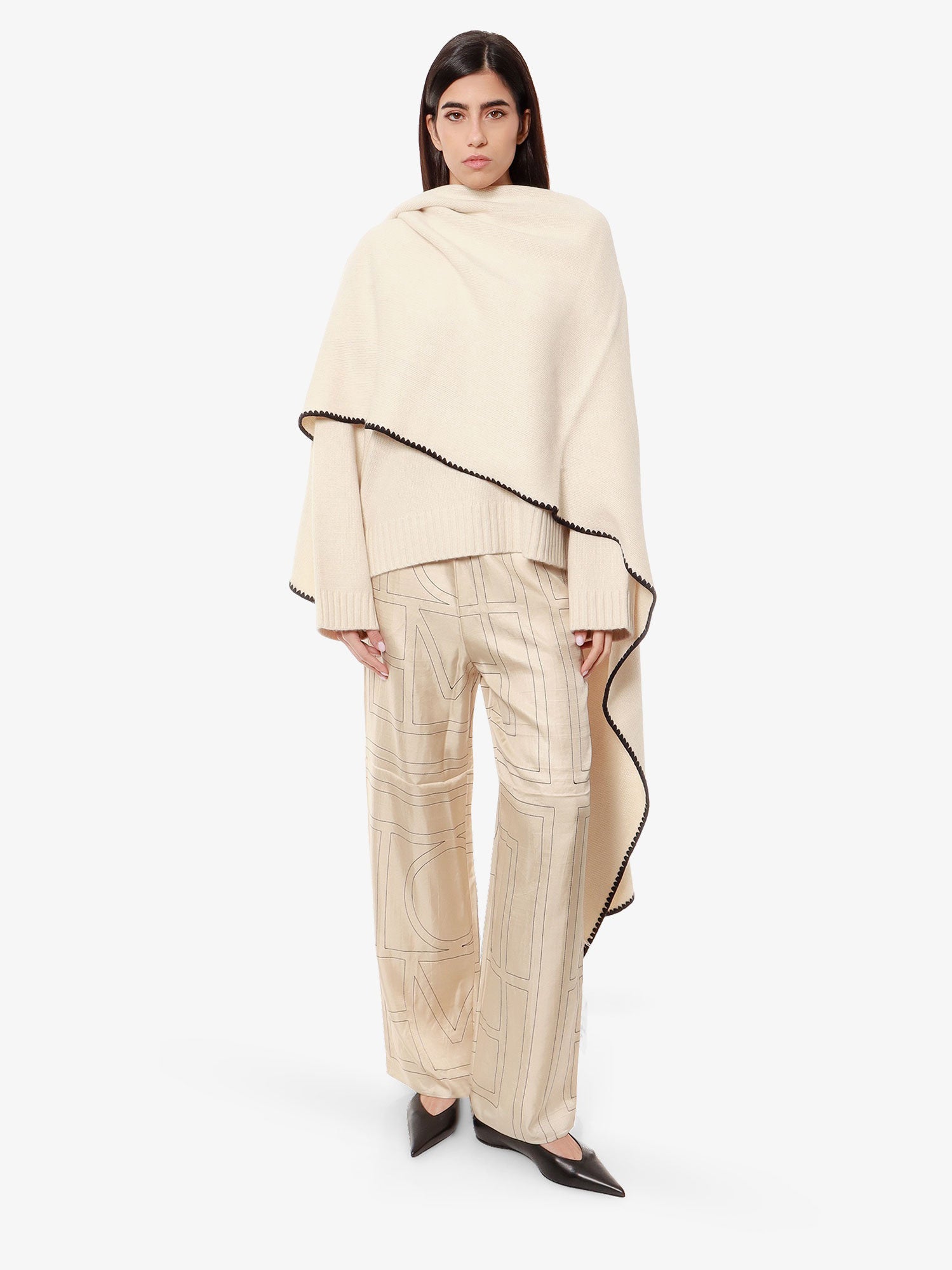 Nohavice TOTEME Geometric-Print Silk Wide-Leg Trousers by Toteme Béžová | 213255707926, 1