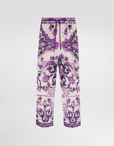 Nohavice Dolce & Gabbana Dolce & Gabbana Majolica-Print Crochet Lace Trousers Fialová | FTDBTTHH5EUIP3TN, 0