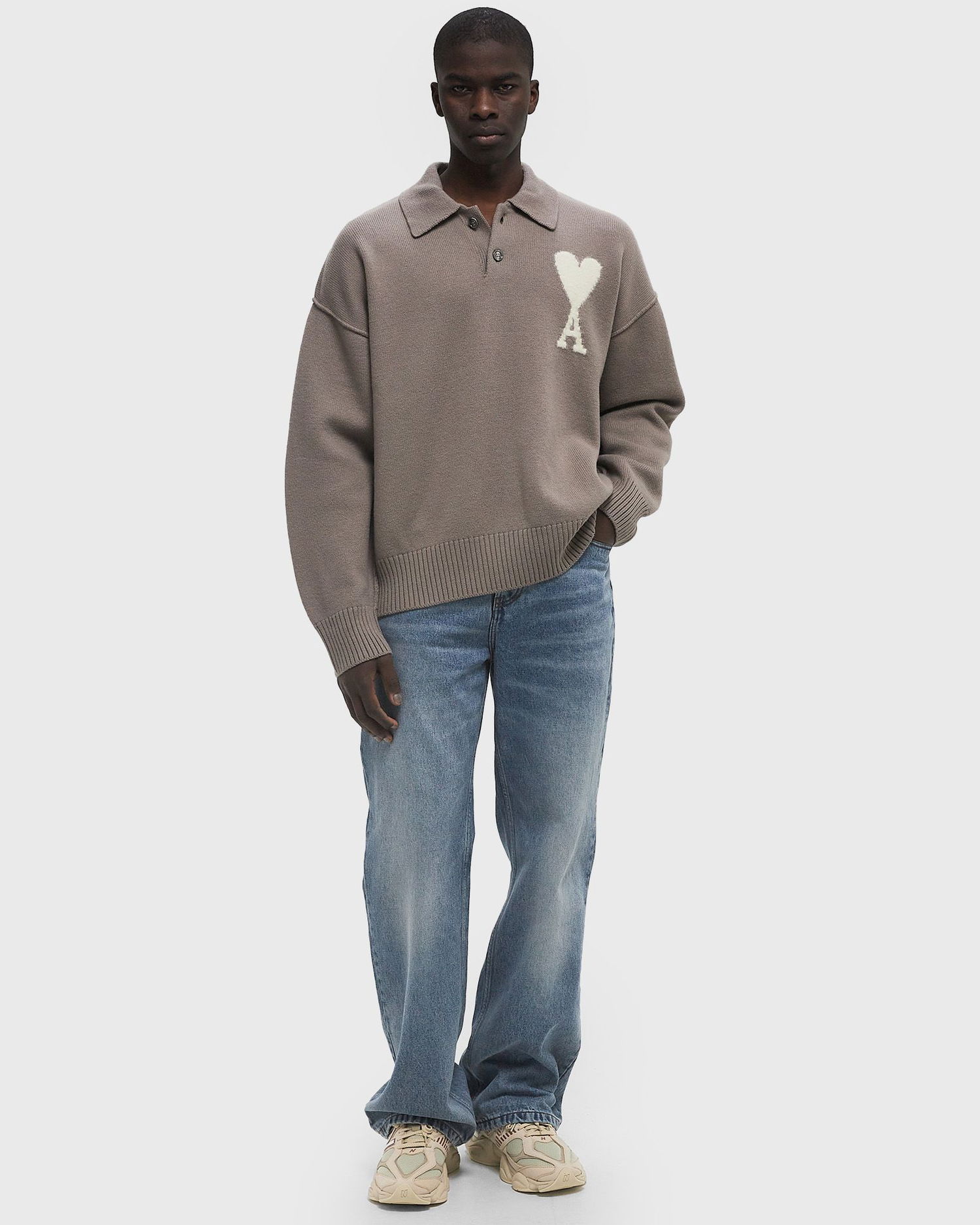 Sveter AMI AMI Paris ADC Polo Sweater Hnedá | UPL390.KN0090-0957, 1