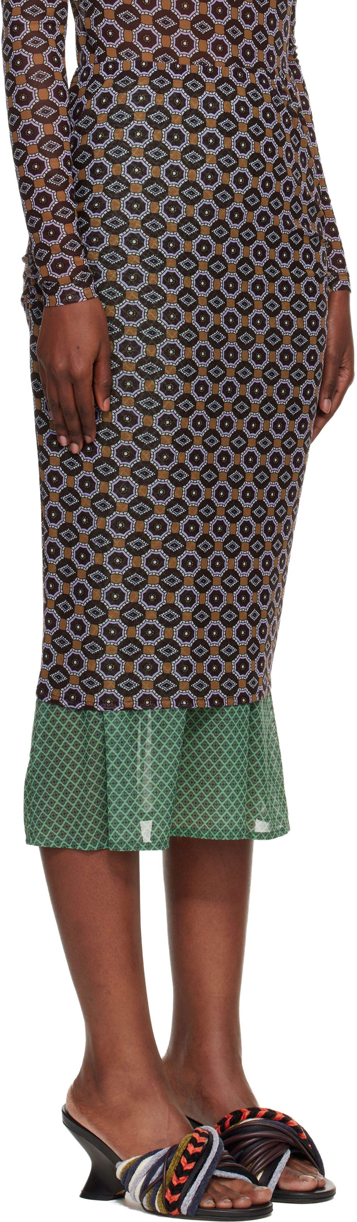 Sukňa Dries Van Noten Dries Van Noten Geometric Pattern Transparent Mesh Midi Skirt Rôznofarebný | 252-011123-2623, 1