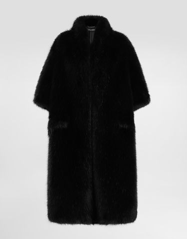 Kabáty Dolce & Gabbana Dolce & Gabbana Faux Fur Coat with Short Sleeves Čierna | F0W3UFFUSZ9N0000, 0