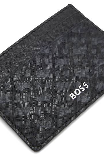 Peňaženka BOSS Monogram card holder with foil-embossed logo Čierna | 50552845, 1