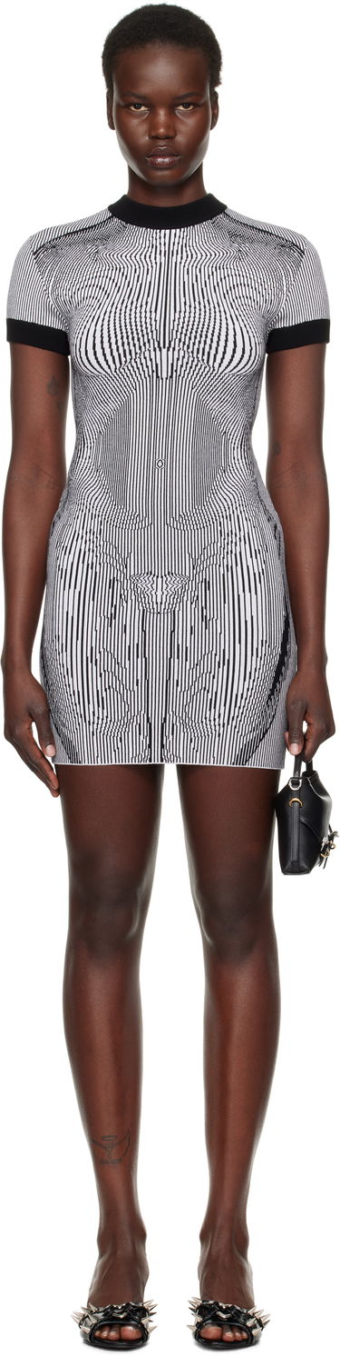 Šaty Jean Paul Gaultier Jean Paul Gaultier Morphing Pinstripes Jacquard Minidress Čierna | 25/33-F-RO374-M084-0100, 0