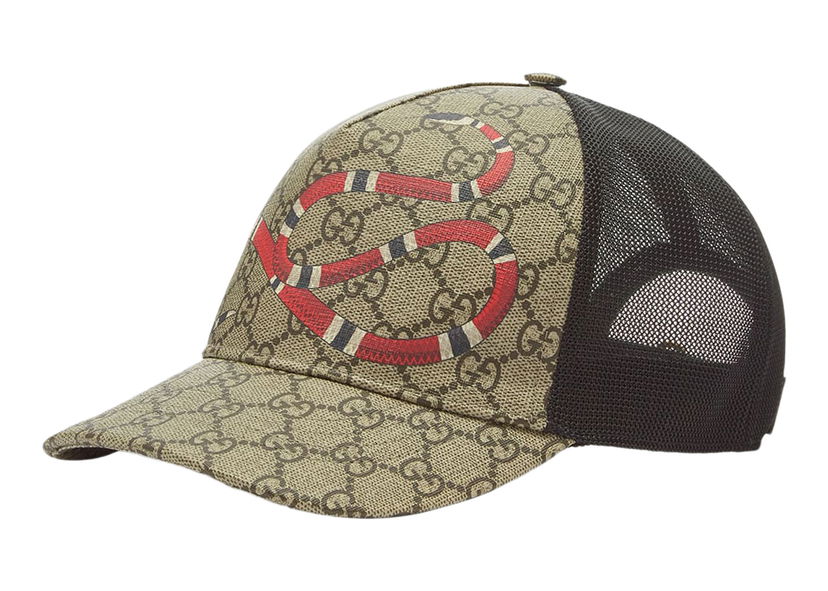 Šiltovka Gucci GG Supreme Kingsnake Velcro Strap Baseball Cap Beige/Brown Béžová | 426887 4HB10 2160