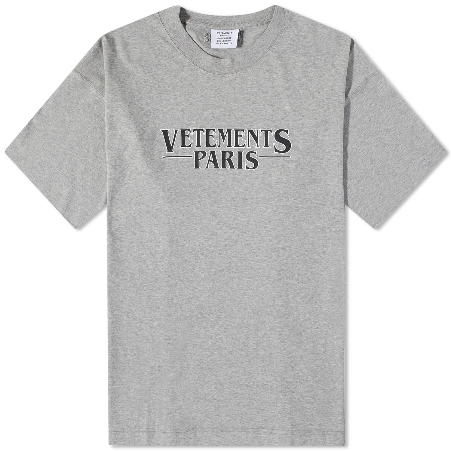 Tričko VETEMENTS Paris Logo T-Shirt Grey Melange Šedá | UE54TR330G, 0
