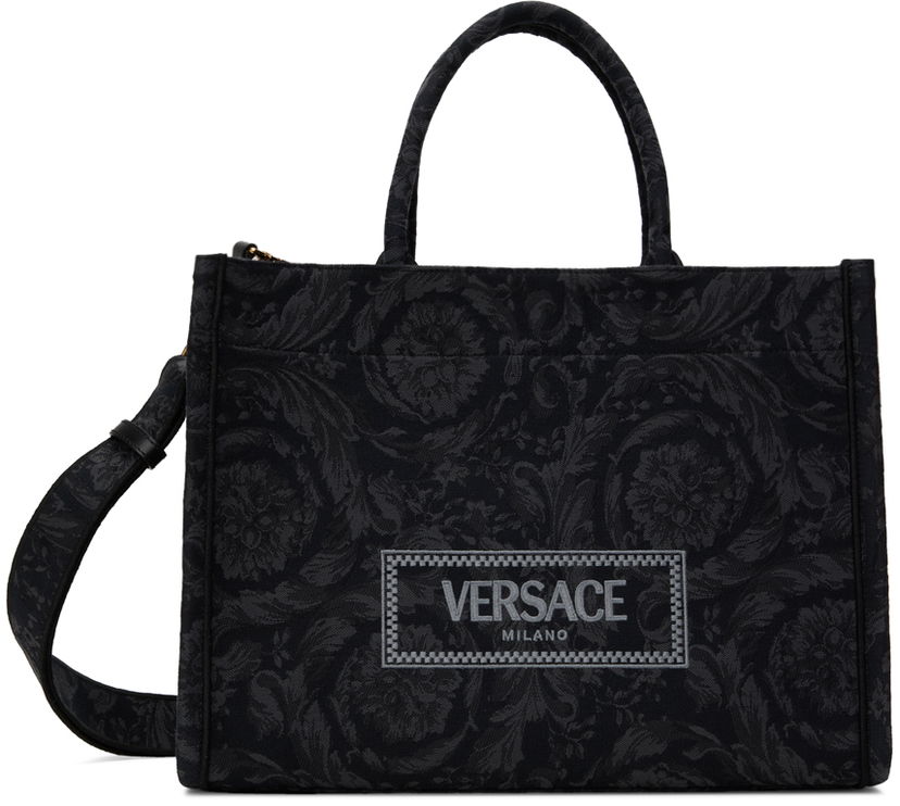 Kabelka Versace Black & Gray Barocco Athena Bag Čierna | 1011562_1A09741