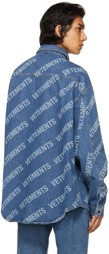 Košeľa VETEMENTS Vetements Allover Logo Denim Shirt Modrá | UE51SH930B, 2