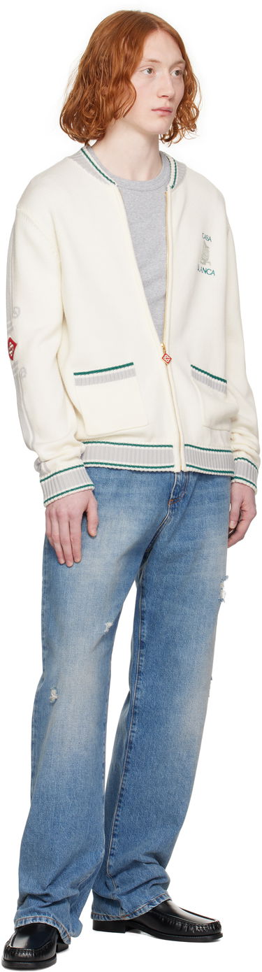 Sveter Casablanca Casablanca Casa Club Bomber Jacket Biela | MPS25-KW-879-01, 3