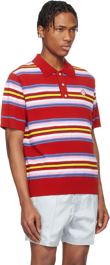 Polo tričko Casablanca Casablanca Stripe Oversized Polo Červená | MS25-KW-906-01, 1