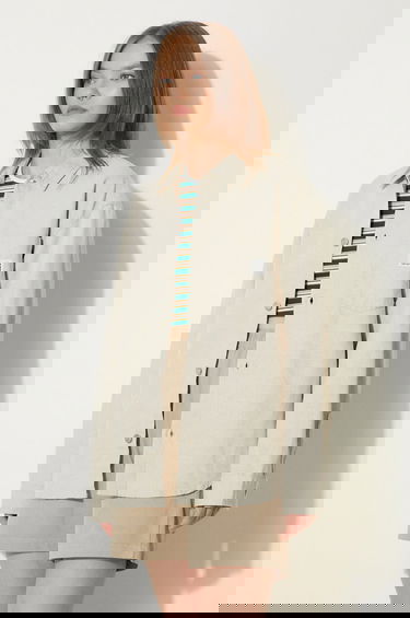 Košeľa Carhartt WIP Ethel Shirt Jac Relaxed Linen Blend Classic Collar Béžová | I033569.502, 0