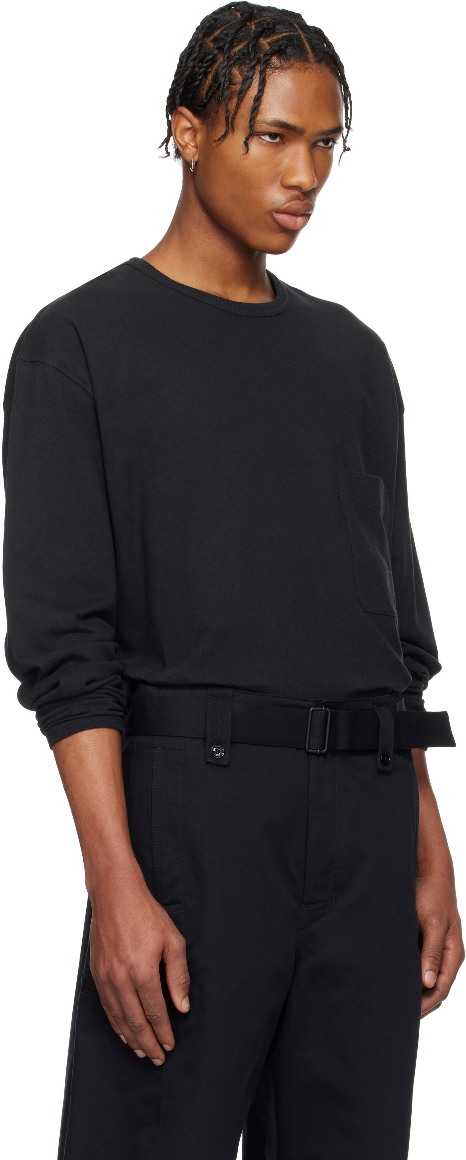 Tričko LEMAIRE Lemaire Boxy Pocket Long Sleeve T-Shirt Čierna | TO1340 LJ1010, 1