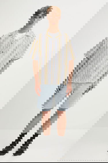 Košeľa Carhartt WIP Linen Blend Relaxed Fit Short Sleeve Folsey Camp Collar Striped Shirt with Patch Pockets Rôznofarebný | I035154.3G8XX, 4