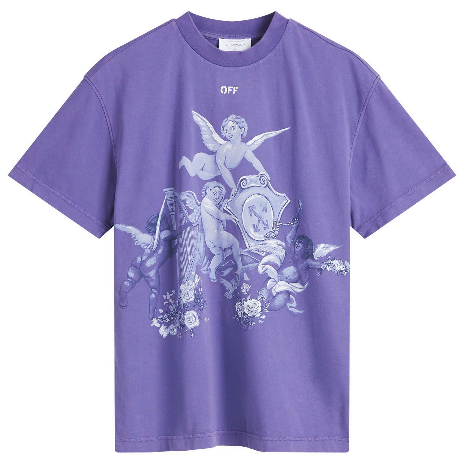 Tričko Off-White Framed Putti Regular T-Shirt Fialová | OWAA089S25JER0063701, 0