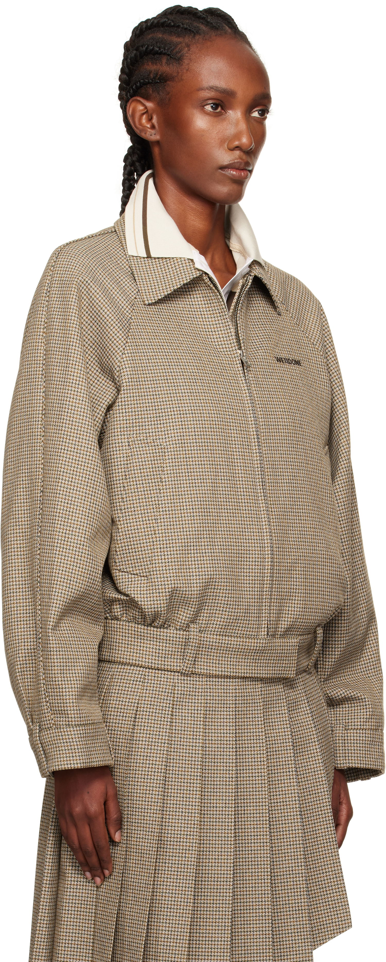 Bunda We11done Polo Collar Micro Checked Zip Jacket Béžová | WD-JK2-25-012-W-BG, 1