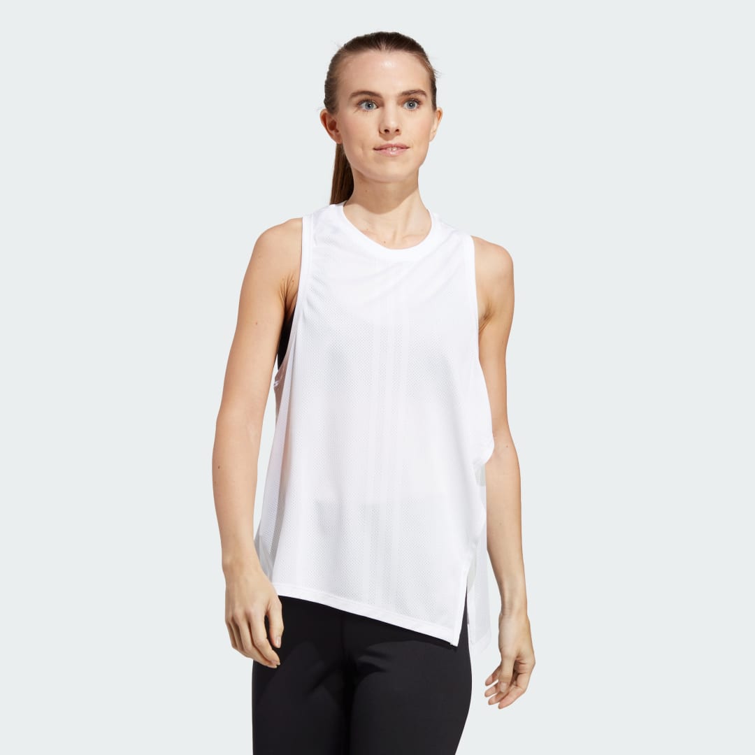 Tielko adidas Performance Quickburn Training Tank Top Biela | HY5396, 0