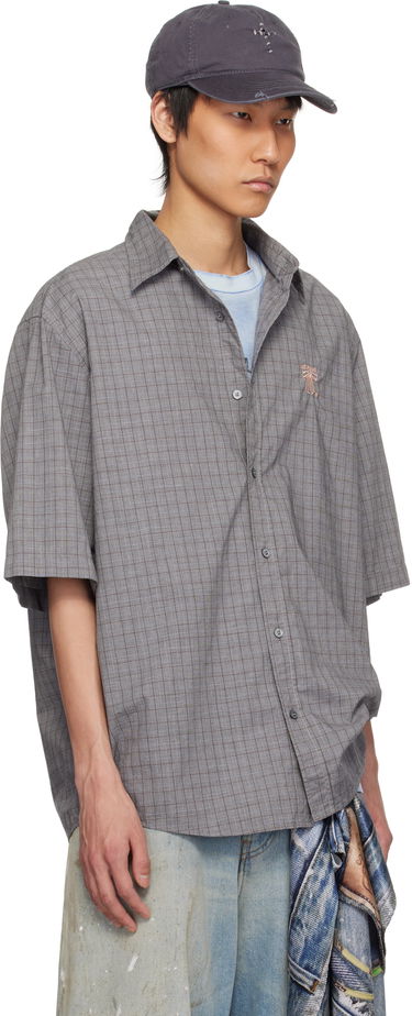 Košeľa Acne Studios Acne Studios Short Sleeve Button-Up Shirt Šedá | BB0614-, 1